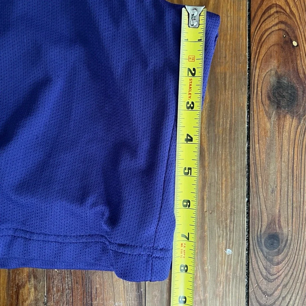 Vintage Nike Team FIT DRY Basketball Shorts XXL Purple Yellow Mesh Swoosh Logo 8